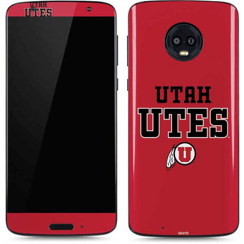 Utah Utes Text on Red Moto G6 Skin