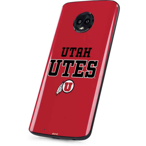 Utah Utes Text on Red Moto G6 Skin