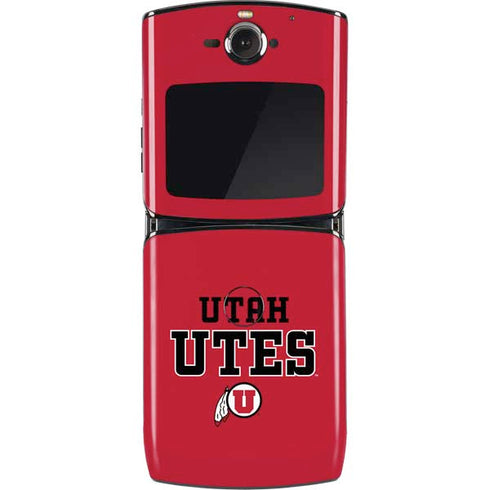 Utah Utes Text on Red Motorola RAZR Skin