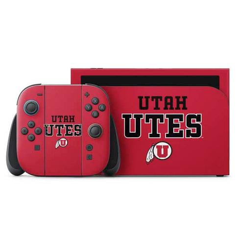 University of Utah Utes Text on Red Nintendo Switch 2 (2025) with Joy-Con Skin
