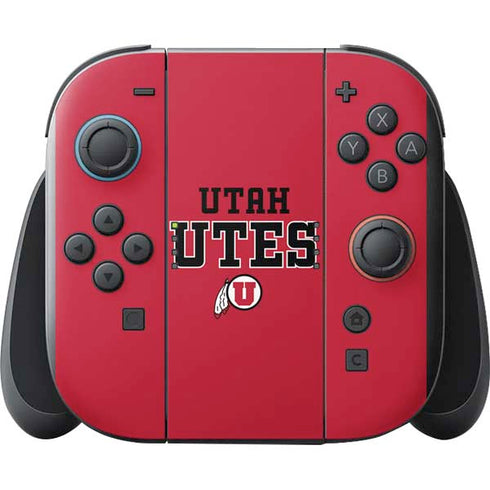 University of Utah Utes Text on Red Nintendo Switch 2 (2025) with Joy-Con Skin