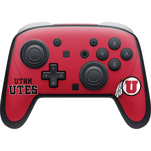 University of Utah Utes Text on Red Nintendo Switch 2 (2025) Pro Controller Skin