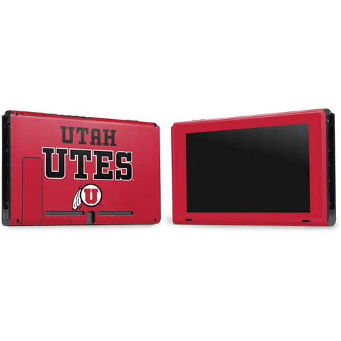 Utah Utes Text on Red Nintendo Switch Bundle Skin