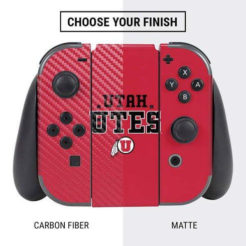 Utah Utes Text on Red Nintendo Switch Bundle Skin