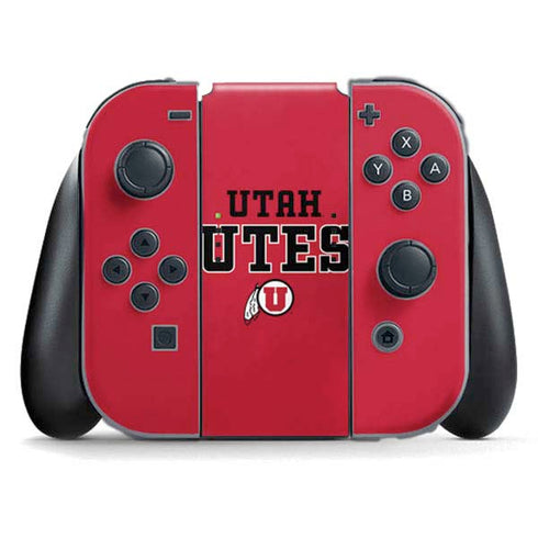 University of Utah Utes Text on Red Nintendo Switch (2017-2021) Joy-Con Controller Skin