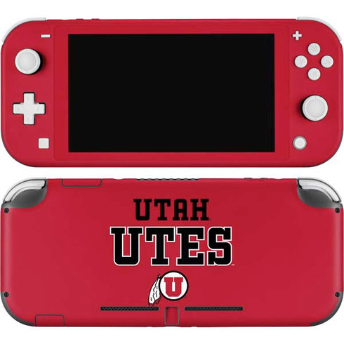 University of Utah Utes Text on Red Nintendo Switch Lite Skin