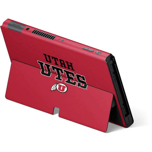 Utah Utes Text on Red Nintendo Switch OLED (2021) Skin