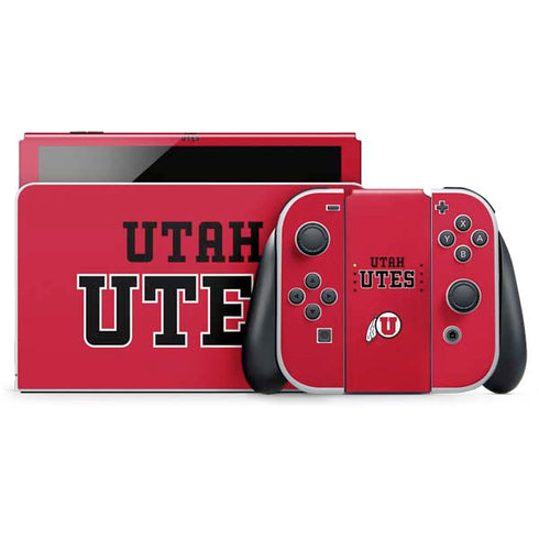 University of Utah Utes Text on Red Nintendo Skins