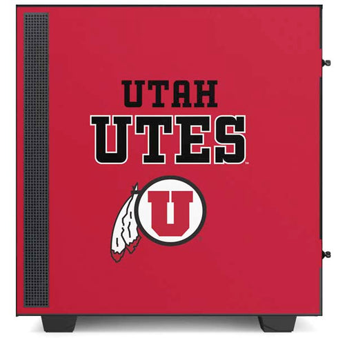 Utah Utes Text on Red NZXT H510 Compact ATX Mid-Tower Case Skin
