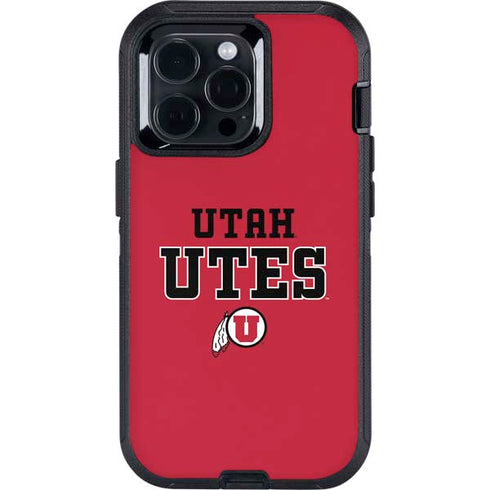 University of Utah Utes Text on Red Otterbox Defender iPhone Skin