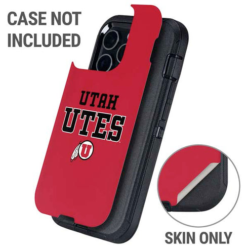 University of Utah Utes Text on Red Otterbox Defender iPhone Skin