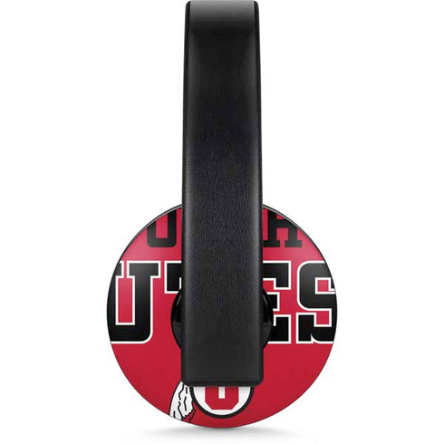 University of Utah Utes Text on Red PlayStation 4 Gold Wireless Headset Skin