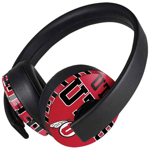 University of Utah Utes Text on Red PlayStation 4 Gold Wireless Headset Skin
