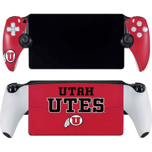 University of Utah Utes Text on Red PlayStation Portal Remote Player Skin