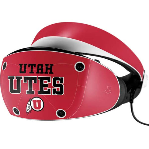 Utah Utes Text on Red PlayStation VR2 Skin