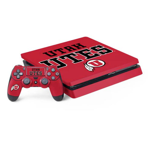 University of Utah Utes Text on Red PlayStation PS4 Skins