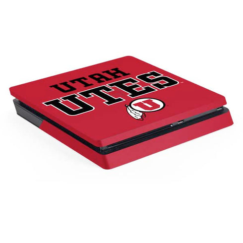 University of Utah Utes Text on Red PlayStation PS4 Skins