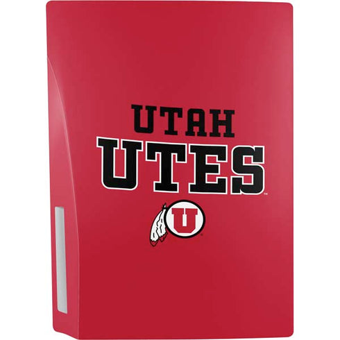 Utah Utes Text on Red PS5 Console Skin