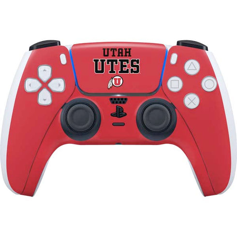 Utah Utes Text on Red PS5 Controller Skin