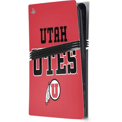 University of Utah Utes Text on Red PS5 Pro Console Skin