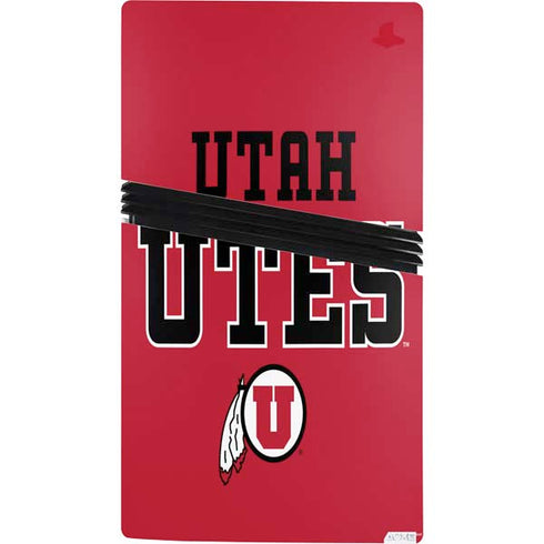 University of Utah Utes Text on Red PS5 Pro Console Skin