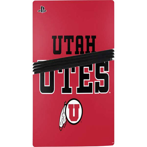 University of Utah Utes Text on Red PS5 Pro Disk Bundle Skin