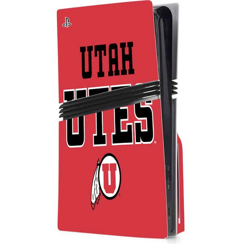 University of Utah Utes Text on Red PlayStation PS5 Skins