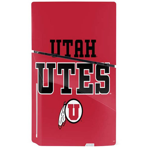 University of Utah Utes Text on Red PS5 Slim Disk Console Skin