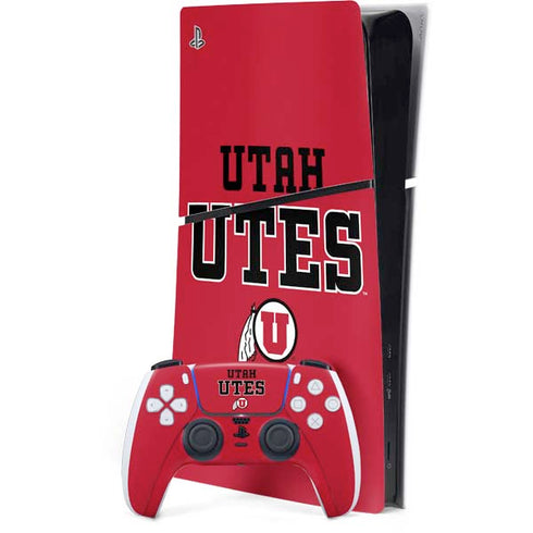 University of Utah Utes Text on Red PlayStation PS5 Skins