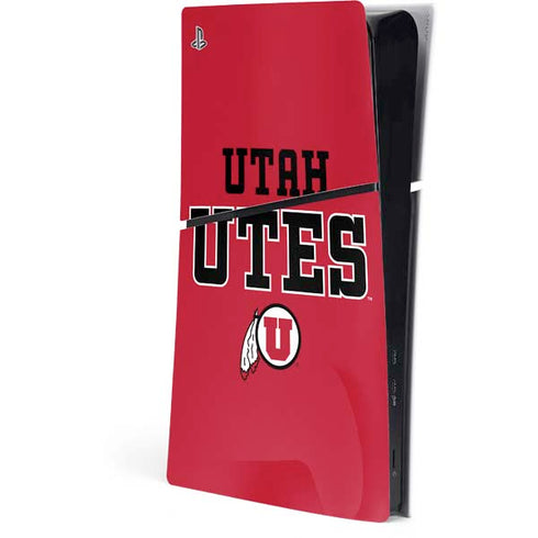 University of Utah Utes Text on Red PlayStation PS5 Skins