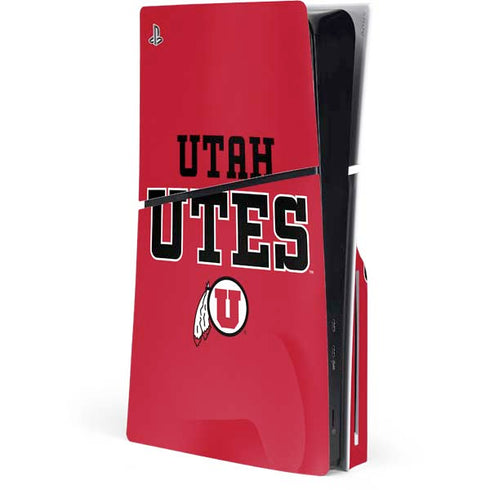 University of Utah Utes Text on Red PlayStation PS5 Skins