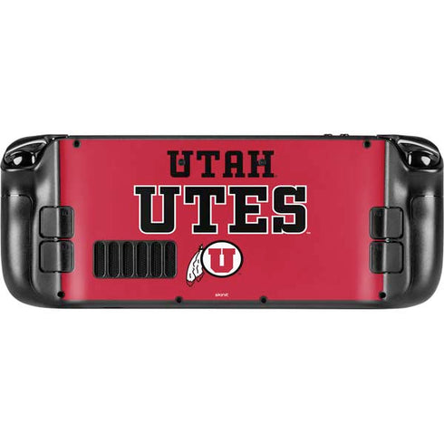 Utah Utes Text on Red Steam Deck Handheld Gaming Computer Skin