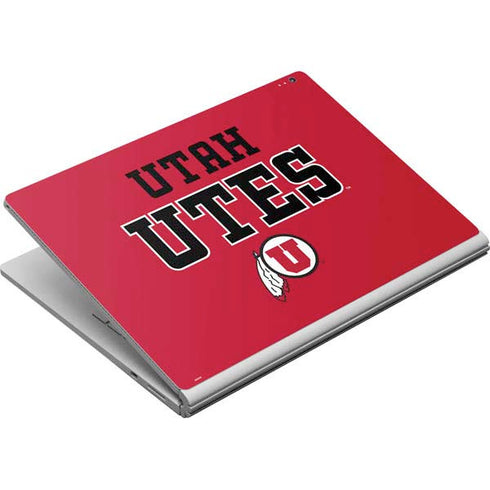 Utah Utes Text on Red Surface Book Skin