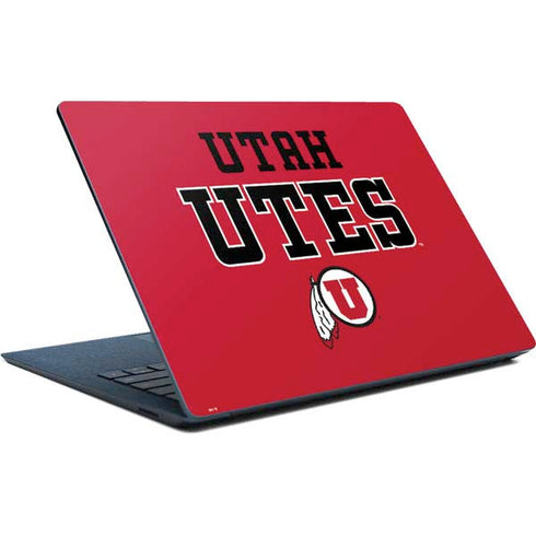 Utah Utes Text on Red Surface Laptop Skin