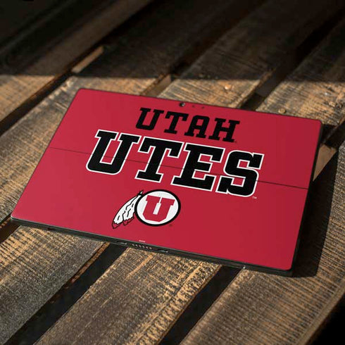Utah Utes Text on Red Surface Pro 6 Skin