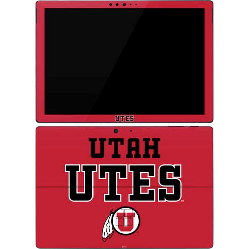 Utah Utes Text on Red Surface Pro 7 Skin