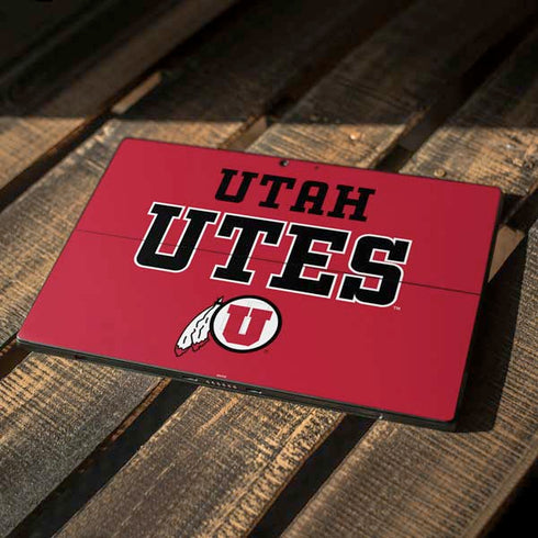 Utah Utes Text on Red Surface Pro 7 Skin
