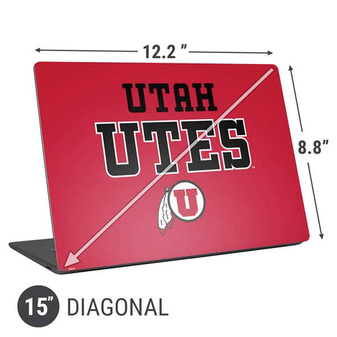 Utah Utes Text on Red Universal Laptop 15in (12.2 x 8.8in) Skin