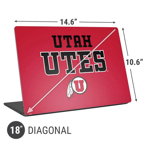 Utah Utes Text on Red Universal Laptop 18in (14.6 x 10.6in) Skin