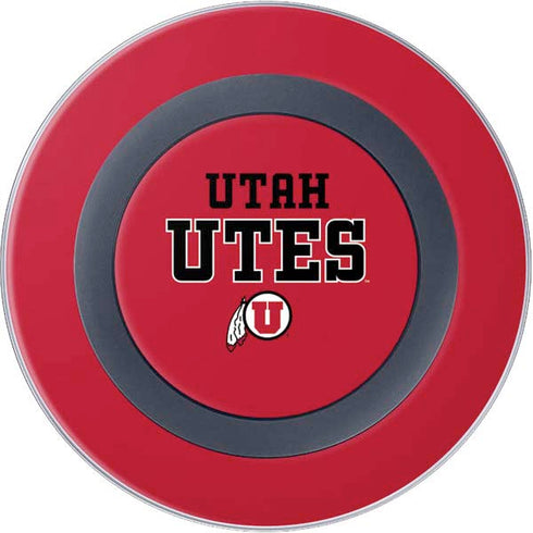 Utah Utes Text on Red Wireless Charger Skin