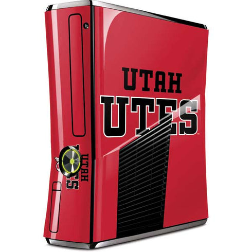 Utah Utes Text on Red Xbox 360 Slim (2010) Skin