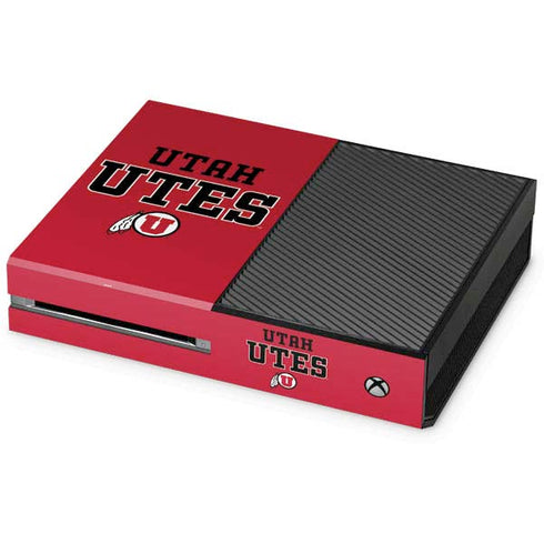 Utah Utes Text on Red Xbox One Console Skin