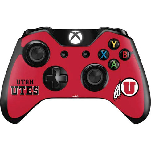 Utah Utes Text on Red Xbox One Controller Skin
