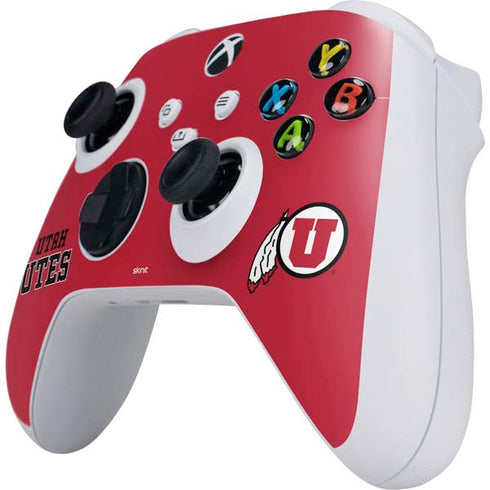 Utah Utes Text on Red Xbox Series S Controller Skin