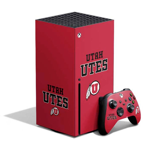 University of Utah Utes Text on Red Xbox Series X Skins