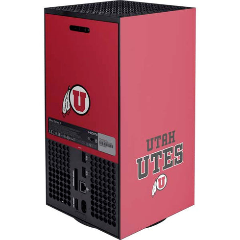 Utah Utes Text on Red Xbox Series X Console Skin