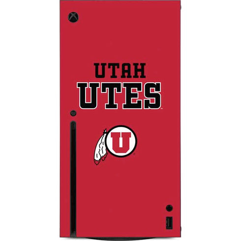 Utah Utes Text on Red Xbox Series X Console Skin