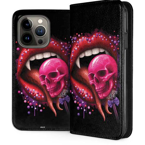 Vampire Skull Lollypop by Sarah Richter iPhone 14 Pro Folio Case