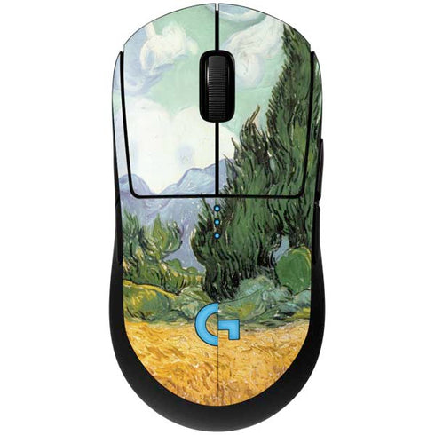 van Gogh - Wheatfield with Cypresses by Van Gogh G Pro Wireless Gaming Mouse Skin