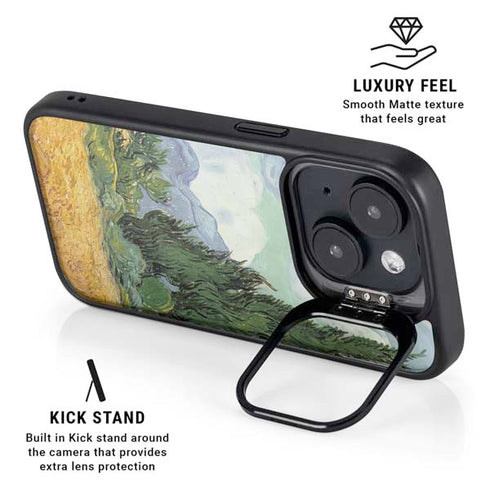 van Gogh - Wheatfield with Cypresses by Van Gogh iPhone 15 Kickstand Case